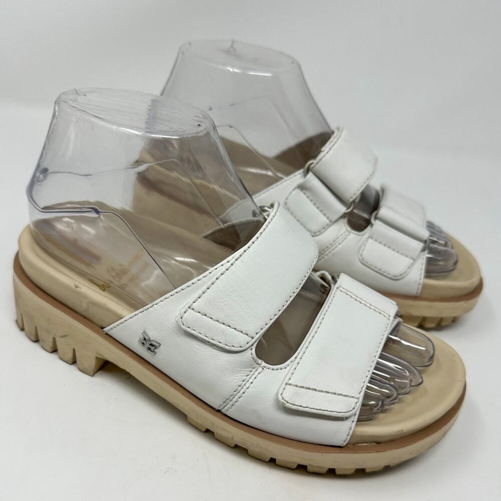 NEW Sam Edelman Eliana White Leather Lug Sole Slip On Sandals Size 5, MSRP $140 - Picture 8 of 12